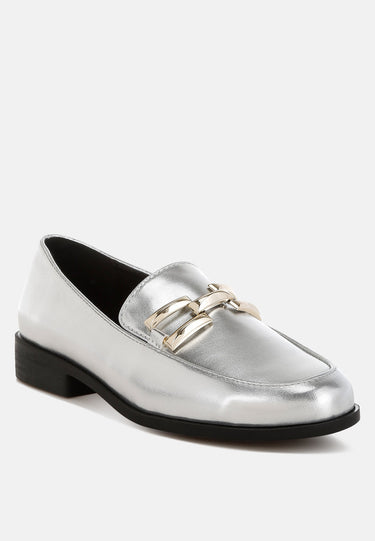Metallic Horsebit Detail Loafers by RAG