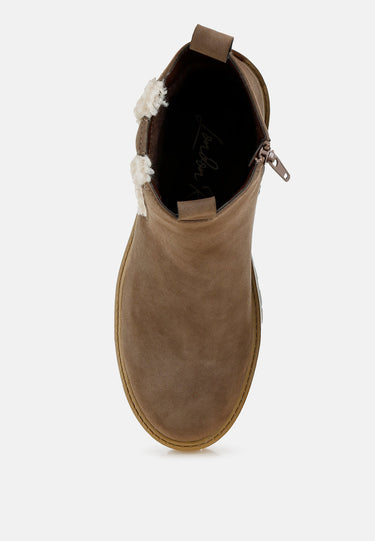 Faux Fur Detail Chunky Ankle Boots by RAG