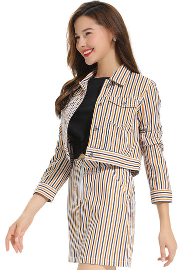 Striped Jacket and Skirt Co-Ord Set