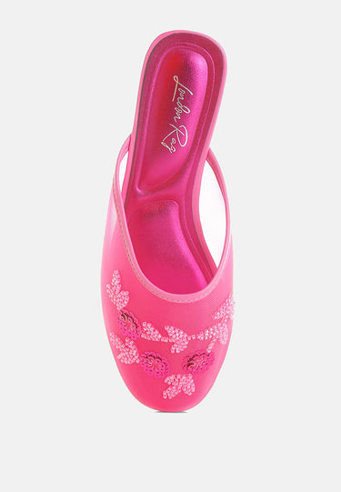 Mesh Sequin Beaded Mules by Mode