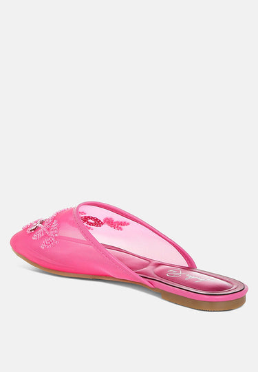 Mesh Sequin Beaded Mules by Mode