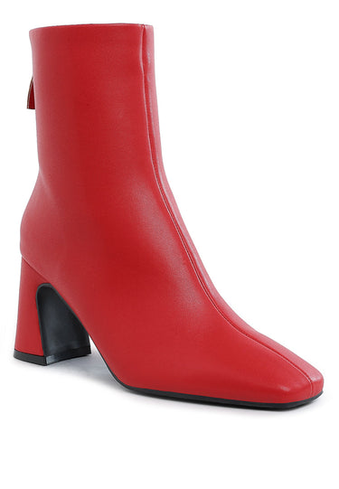 Faux Leather Square Toe Ankle Boots by RAG