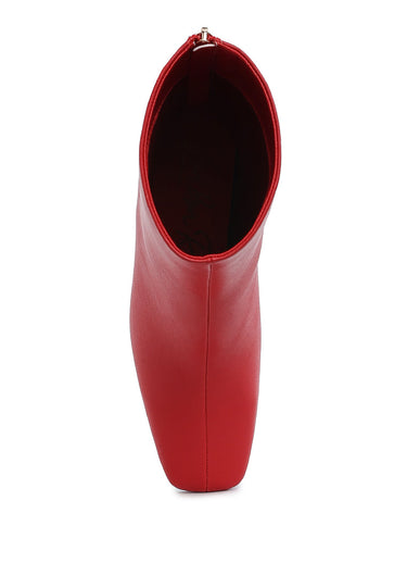 Faux Leather Square Toe Ankle Boots by RAG