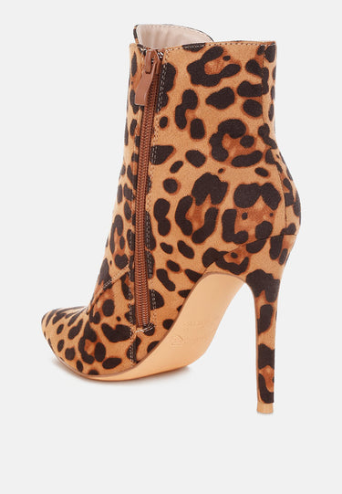 Nesta Leopard Stiletto Heel Lace Up Boots