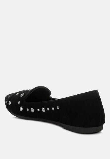 Stud Embellished Ballet Flats by RAG