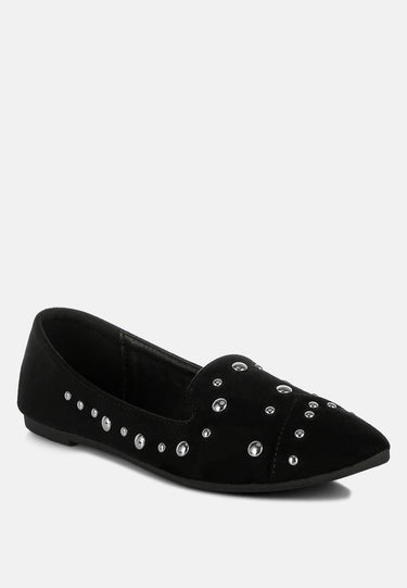 Stud Embellished Ballet Flats by RAG