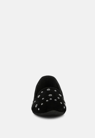 Stud Embellished Ballet Flats by RAG