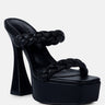 PIN-UP Black Braided High Heel Sandals-Black