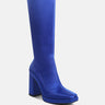 presto blue stretchable satin long boot#color_blue
