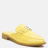 YASHTA Yellow Patent Studded Flat Mules#color_yellow