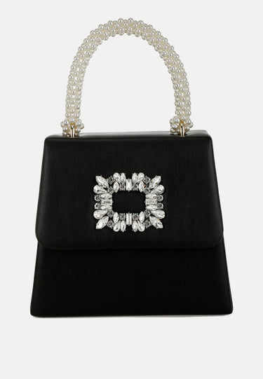 Pearl Top-Handle Diamante Brooch Bag by RAG