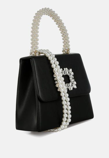 Pearl Top-Handle Diamante Brooch Bag by RAG