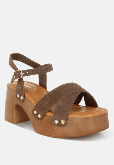 Pikansa Studded Real Suede Clog Sandals by Mode