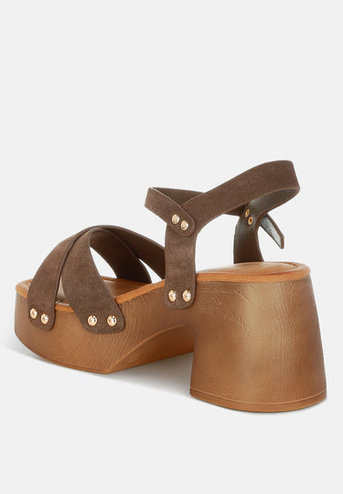 Pikansa Studded Real Suede Clog Sandals by Mode