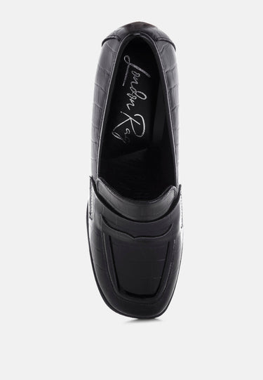 Pitaka Block Heel Penny Strap Loafers