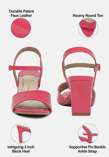Women Glossy Faux Leather Buckle Sandals