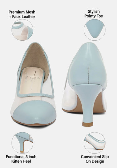 Women Mesh & Faux Leather Pumps