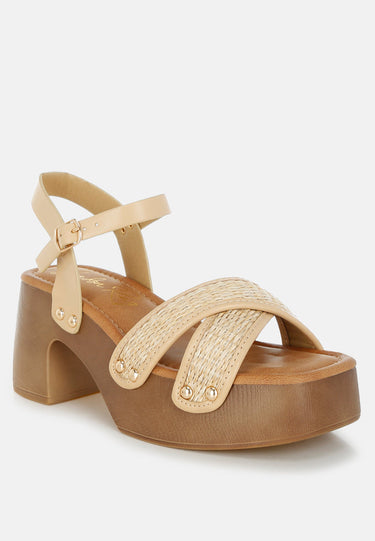 Studded Raffia Clog Sandals by Mode