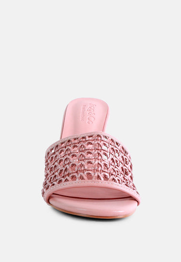 TEASE Pink Woven Heeled Slides_pink