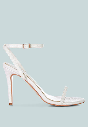 BLONDES White Croc High Heeled Sandal_off White