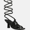 BEROE Latte Braided Handcrafted Lace Up Sandal-Black