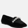 lamington handcrafted velvet diamante loafers in black_black