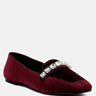 lamington handcrafted velvet diamante loafers in burdundy#color_burgundy