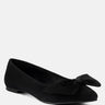 chuckle black big bow suede ballerina flats_black