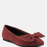 chuckle burgundy big bow suede ballerina flats_burgundy