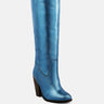 GREAT-STORM Blue Metallic Leather Calf Boots_blue