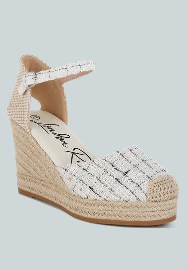 Tweed Round Toe Woven Wedges by Mode