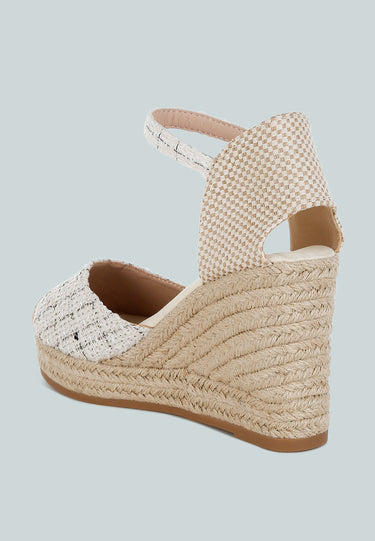 Tweed Round Toe Woven Wedges by Mode