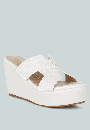 Satin Pearl Detail Wedge Sandals by RAG