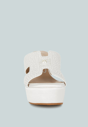 Satin Pearl Detail Wedge Sandals by RAG