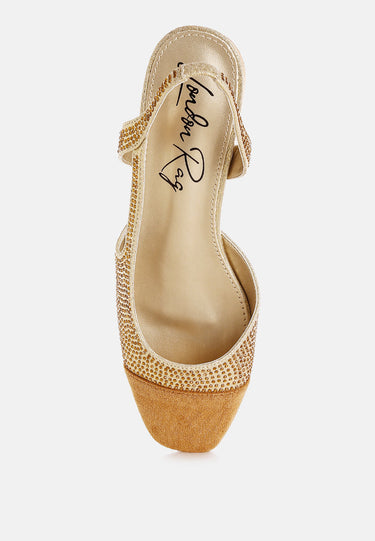 Rhinestone-Studded Glitter Flats by Mode