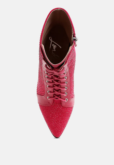 Rhinestone Embellished Ankle Boots by MODE