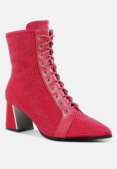 Rhinestone Embellished Ankle Boots by MODE