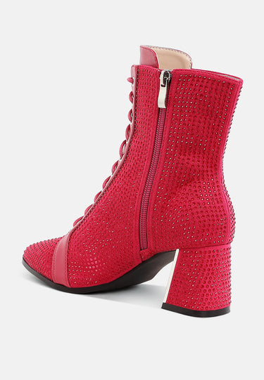 Rhinestone Embellished Ankle Boots by MODE
