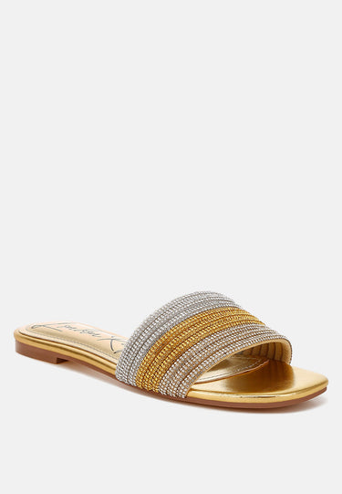 Chrisy Rhinestone Strap Slip on Flats