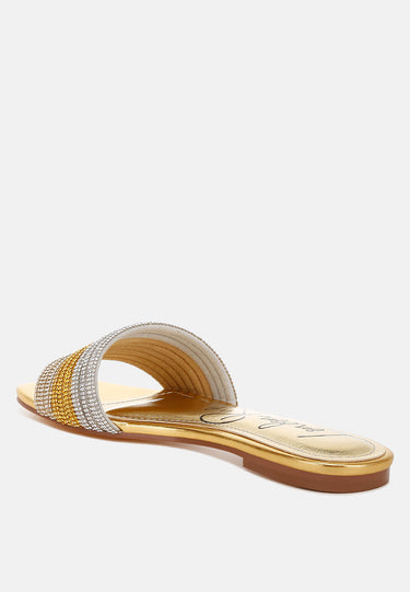 Chrisy Rhinestone Strap Slip on Flats