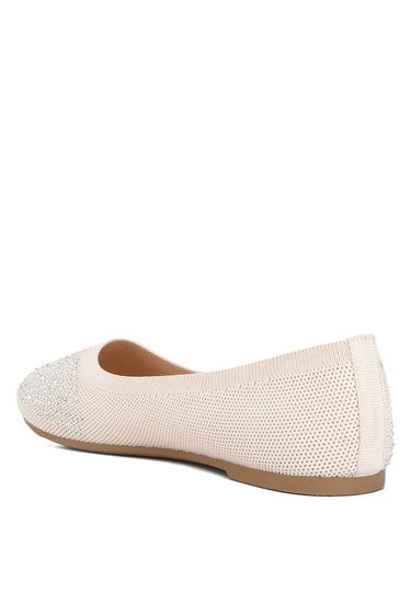 rhinestones embellished ballet flats#color_beige