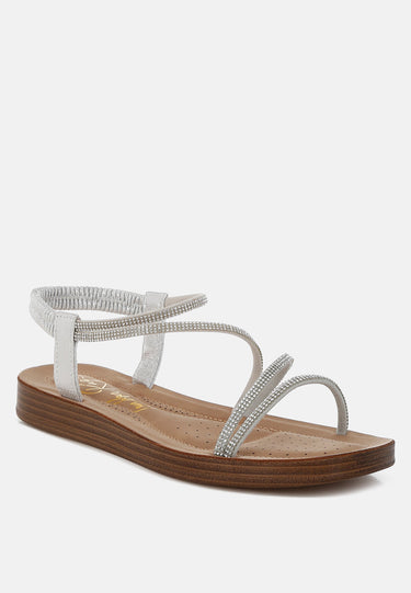 Ridayne Rhinestones Embellished Strappy Flats