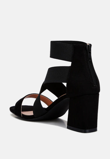 Black Strappy Block Heel Sandals by Mode