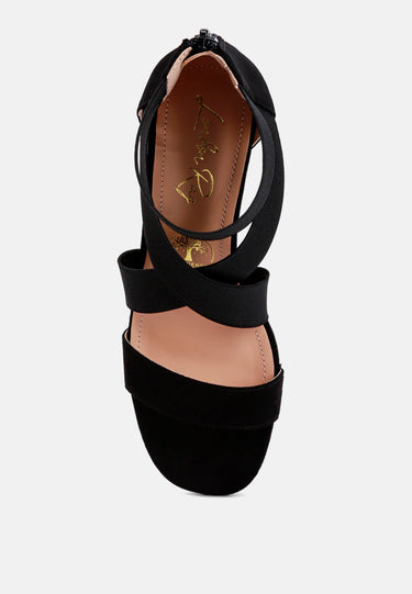 Black Strappy Block Heel Sandals by Mode
