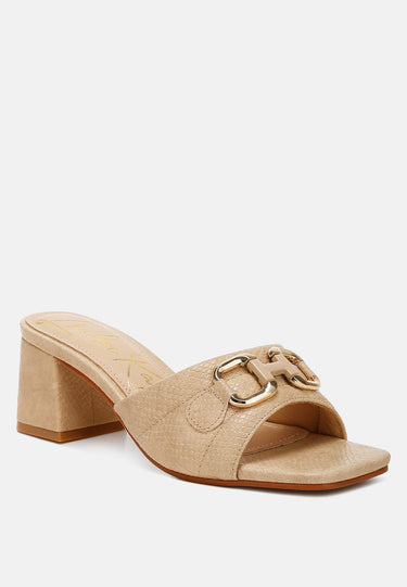 Bellamy Horsebit Detail Snake Print Sandals