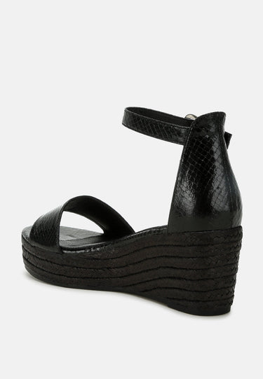 Utah Faux Leather Snake Wedge Espadrilles
