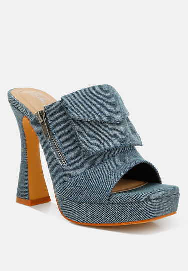 Celidih Denim Pouch Detail Sandals