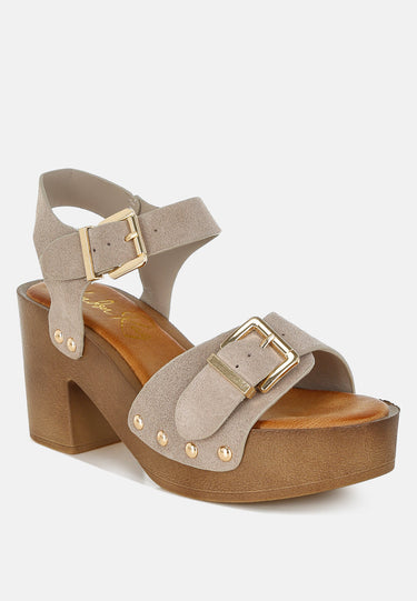 Lhasa Real Suede Leather Clog Sandals by Mode