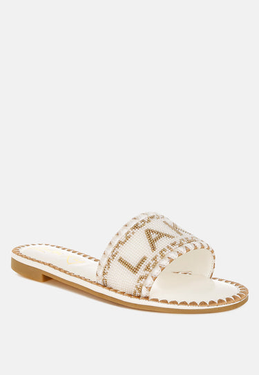 Hot Hub Beaded Lake Como Flat Slip Ons