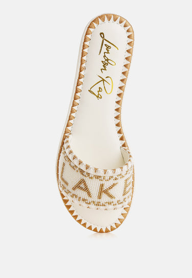 Hot Hub Beaded Lake Como Flat Slip Ons